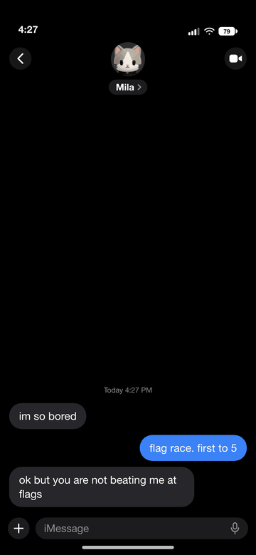 Sending a Textcade game from the Messages drawer